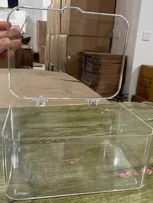 1个化妆品收纳盒，翻盖透明防尘盒，适合存放化妆品、护肤品、指甲油、口红、发夹、发圈等，可放置于桌面、抽屉、梳妆台、浴室等处。 - 無色 - 查看 7