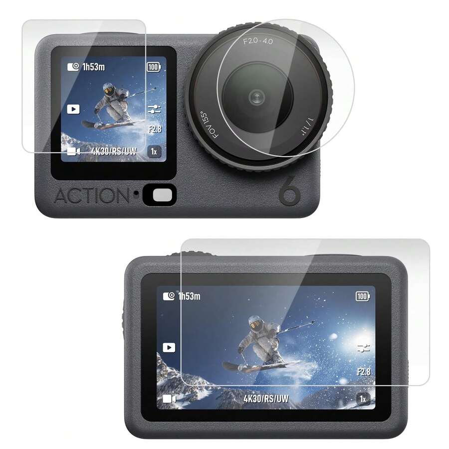 For Osmo Action 6 PULUZ Lens + Front And Back Screen Tempered Glass Film (Transparent) - View 1