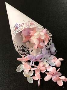 Set de 20 piezas Tubos de papel en forma de cono para boda DIY, tubos de arroz con corte láser de encaje blanco en forma de corazón, decoración para fiesta de cumpleaños, vacaciones y otras pequeñas celebraciones, recuerdos para fiesta de boda, 5/10/20 piezas - A - Ver 8