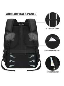 Large Capacity 17.3 Inch Laptop Backpack Anti-Theft TSA Certified Travel Backpack With USB Charging Port Waterproof College Use Gaming Backpack Unisex 17.3 Inch Laptop Bag Black And Red - Multicolor - View 6