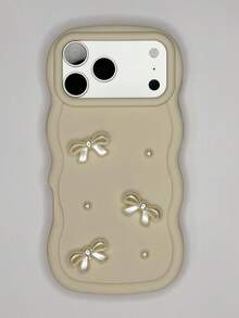 Dopamine Big Wave Butterfly Pearl Phone Case, Soft Protective Cover For Apple 17/ Note 11 4G/Galaxy A55/ Note 30/ Moto E30/Camon 20/Camon 20 Pro 4G/Spark 8C/Spark Go 2022/Smart 7, Smart 8 - White - View 3