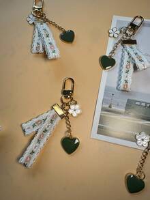 15pcs INS Style Daisy Keychain Set, Including Keychain, Gift Bag And Thank You Card, Creative Keychain Decor, Lace Earphone Pendant, Packaging Accessories - A - View 4