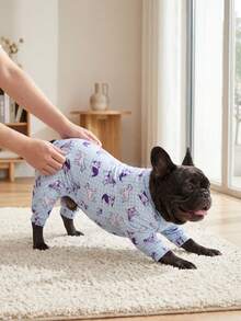 Dog Summer Shedding Hair Control Pajamas - Breathable High Stretch Full Coverage Pet Rompers, Summer Anti Licking & Bug Protective Jumpsuit For Medium Large Dogs, All Over Printing Dog Clothes - Cute Blue With White Stripe And Dog Pattern - Multicolor - View 8