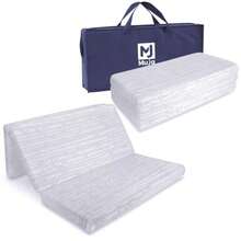 MUJA Colchon para Cuna de Esponja de Alta Precisión Colchoneta Plegable con Funda Extraíble con Cremallera y Bolsa de Transporte 100 x 66 x 5 cm Colchon Cuna de Viaje Impermeable Portátil y Cómodo - Blanco - Ver 1
