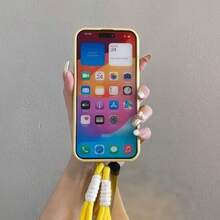 Custard Yellow Star Lanyard Phone Case With Retractable Stand, Suitable For IPhone 17 Pro Max/16/15/14/13/12/11, Anti-Drop - Yellow - View 5