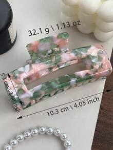 4.1英寸/10.5厘米牛油果粉色树脂大号发夹，适合浓密头发，女士夏季发饰沙滩爪夹度假发夹 - 彩色 - 查看 3