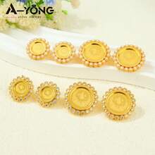 1 Set Classic Gold Color Coins Stud Earrings 21k Gold Plated Dubai Bridal Wedding Party Jewelry - Classic Earrings - View 10