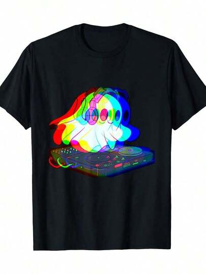 Camiseta Gráfica Neon DJ para Hombre, Diseño de Música Techno Brillante con Estampado de Disco de Vinilo y Onda Sonora, Camiseta de Manga Corta con Cuello Redondo, Cómoda para Todas las Temporadas, para Fiestas Rave, Atuendos de Discoteca, Ropa Casual, Eventos Musicales, Lavable a Máquina, Camiseta Negra para Hombre, Ropa de Festival, Moda Urbana, Estilo Retro Futurista, Camiseta Gráfica para Hombre, Camiseta Gráfica para Hombre, Camiseta para Hombre, Ropa para Hombre, Camiseta Genial para Hombre.