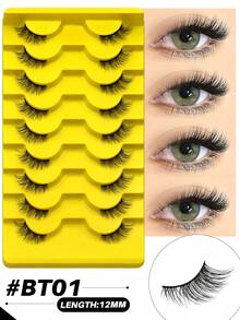 GROINNEYA 9 Pairs Half Lashes Create Eye Elongated False Eyelashes Wispy Fluffy Half-Strip Eyelashes Criss-Cross Mange Lashes Natural Look Fake Lashes Soft Volume 3d Mink Lashes,Eyelash Extension Suitable For Cosplay,Daily Use And Date-Makeup. - View 18