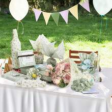 5/10 túi quà màu xanh lá cây kèm giấy gói quà, 50*35cm. Giấy gói quà màu xanh nhạt bán sỉ với họa tiết sọc và chấm bi cây cỏ, thích hợp cho đám cưới mùa xuân, tiệc mừng em bé, đồ thủ công DIY. - A - Xem 5