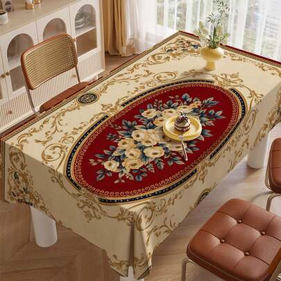 [منشفة طاولة رجعية] منشفة طاولة مطبوعة رقميًا من البوليستر، قطعة واحدة تتبنى نمط الوردة البرية الرجعي، مناسبة لديكور طاولة المطبخ والمنزل، رائعة لحفلات عيد الميلاد والمناسبات، مناسبة للاستخدام الداخلي والخارجي، ديكور المنزل