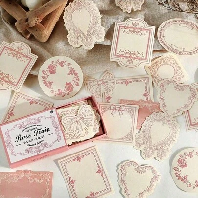 30pcs/Box Minimalist Lace Creative Embossed Memo Pad Paper, Retro DIY Decor Collage Craft Material, Holiday Gift, Personalized Scrapbooking School Supplies