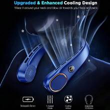 Portable Bladeless Neck Fan, Mothers Day Gifts For Mom Women Hot Flash, Birthday Gift For Men Dad Father Teacher, Wearable Cooling Fan Rechargeable For Camping Travel Beach Golf Cruise Essentials 2026 - 藍色 - 查看 10