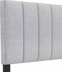 Linen Upholstered Headboard For Full & Queen Size Bed, Vertical Channel Tufted Rectangular Headboard With Solid Wood Legs & Adjustable Width, Padded Bed Backboard, Easy Assembly (Gray) - Xám - Xem 8