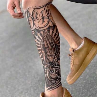 Pegatinas de tatuaje temporal, diseño de bendición, con un diseño floral genial, adecuado para brazos y piernas, resistente al agua y duradero, excelente para fiestas