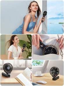 Portable Handheld Fan, 4000mAh Battery Powered With LED Display, 2-In-1 Handheld/Desk Fan, 90° Foldable Desk Fan With Stand, Makeup Fan, Mother's Day Gift - Multicolor - View 10