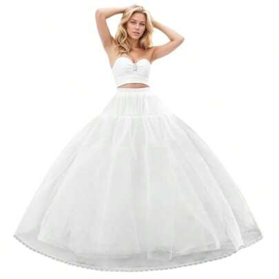 女士8层白色薄纱蓬蓬裙衬裙，超蓬A字型舞会礼服内衬裙，弹力腰带新娘裙撑，适用于婚纱、舞会、角色扮演和正式场合，超厚网纱面料，打造极致蓬松效果，触感柔软不刮皮肤，舒适高弹腰带适合各种体型