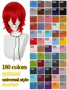 Peluca de 12 pulgadas para festival de música, fiesta de cosplay, personaje de película famosa, peluca de estilo profesional, fibra corta resistente al calor y cómoda, adecuada para principiantes, ideal para vacaciones, carnavales, conciertos de música, convenciones de anime, moda de fiesta. Pelucas naturales (varios colores disponibles) - Dos Tonos - Ver 5