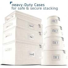 Almacenamiento de cubiertos y utensilios caja de almacenamiento de cubiertos duradera con divisores acolchados funda de almacenamiento de cubiertos de 5 compartimentos funda de cubiertos con asas - Crema - Ver 7