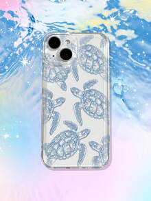 1个透明蓝色海龟图案防震保护手机壳，适用于 17 Air/17 Pro Max/17/16 Plus/15/14/13/12/11/XS Max/XR/7/8，TPU材质 - 彩色 - 查看 3