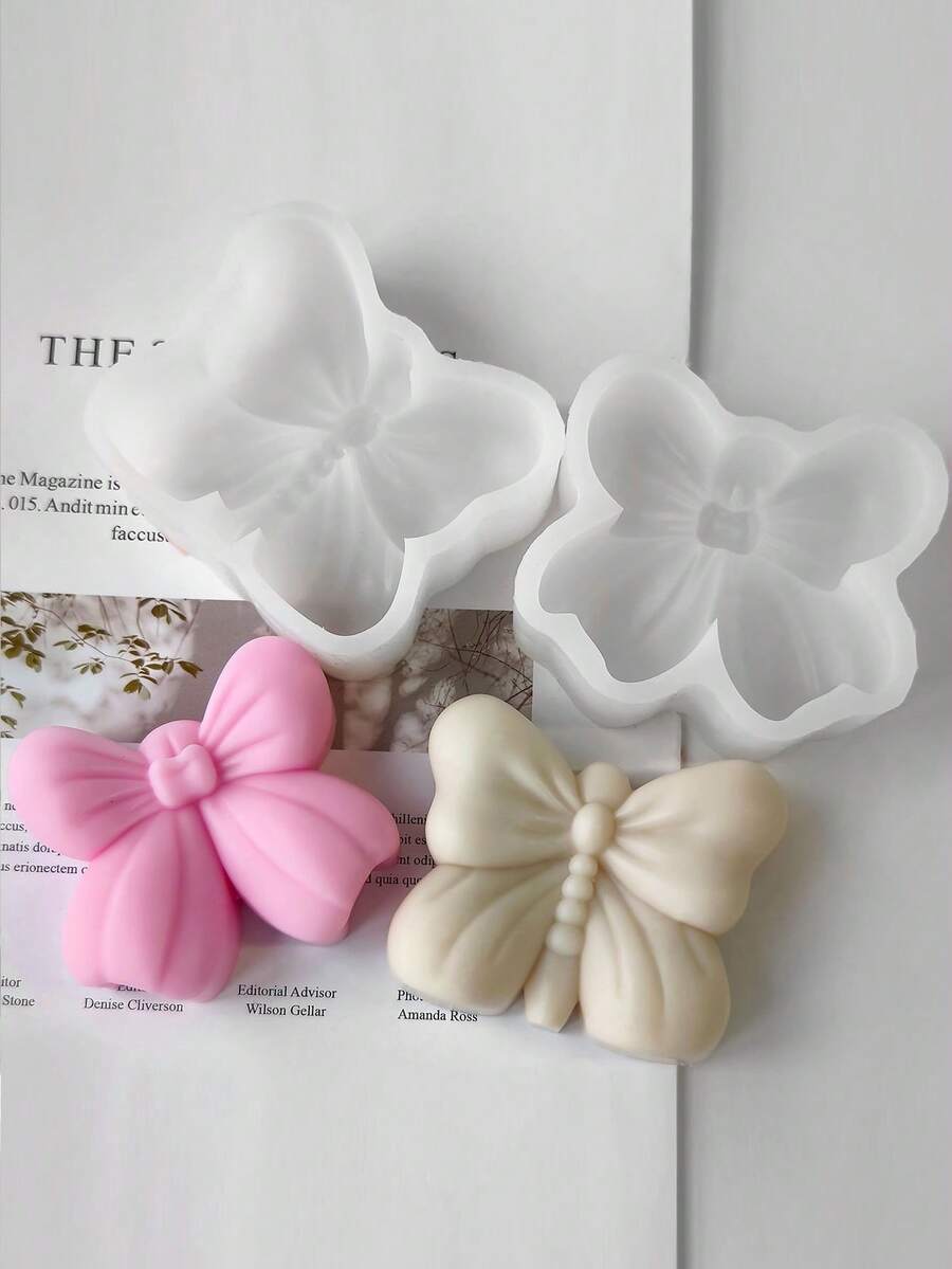 Khuôn nến silicon 3D hình nơ, phong cách nữ tính, nguyên liệu tự làm nến và xà phòng thủ công, chịu nhiệt và dễ lấy nến ra. - Bướm A - Xem 1