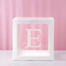 1pc White Transparent Baby Shower Gift Box With "Baby One Two Love" Letter Decoration, Transparent Cube Decorative Box Suitable For Gender Reveal Party, Birthday Party, Wedding, Bridal Shower, Photo Backdrop, Reusable Celebration And Photography Decoration - White - View 22