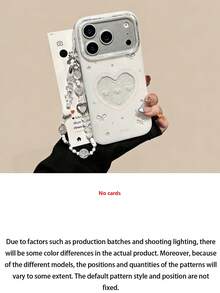 奢华可爱蝴蝶结爱心格纹亮面软壳手机壳，兼容 17/16/15/14/13/11/12 Pro Max/16/15/14 Plus，搭配时尚甜美 3D 蝴蝶腕带，防摔保护后盖 - 蝴蝶結 - 查看 5