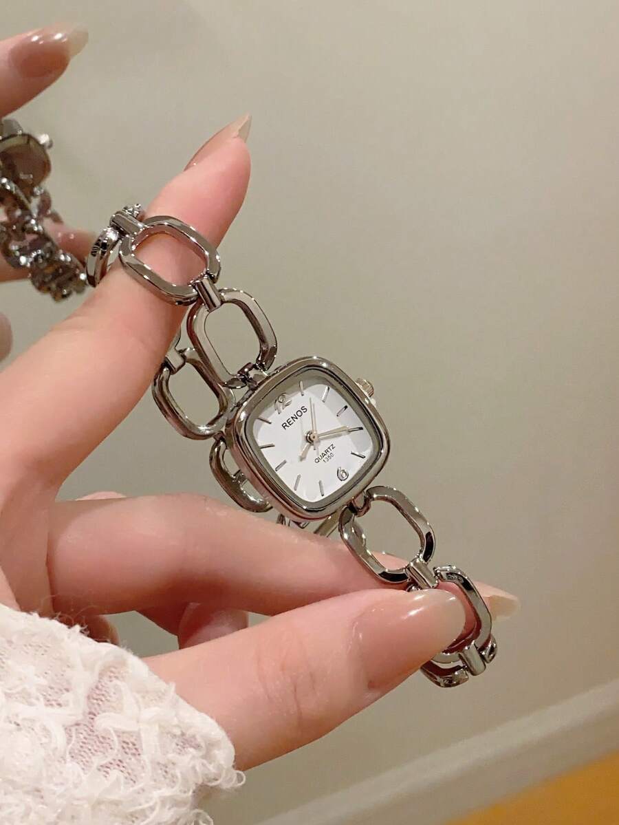 1pc New Elegant Casual Vintage Gold-Tone Women Watch, European And Middle Eastern Style - Silver - View 1