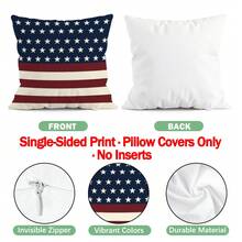 4pcs Independence Day Red & White Striped Star Pattern 4-Piece Set, Single-Sided Printed Throw Pillow Covers, Suitable For Living Room Sofa Bedroom, Pillow Inserts Not Included - Multicolor - View 4
