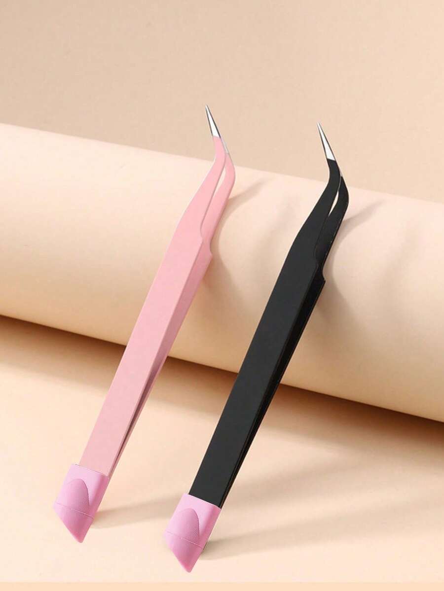 2 chiếc nhíp nhổ lông mi màu đen, dụng cụ làm mi, kẹp uốn mi, nhíp nối mi, nhíp hình hoa chính xác thiết kế hình cá heo và lông vũ. - Nhiều màu - Xem 1