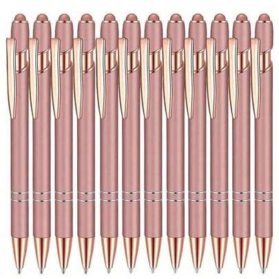 12/8/4/2 chiếc Bút bi cảm ứng 2 trong 1 bằng kim loại mạ vàng hồng với mực đen 1.0mm dành cho thiết bị màn hình cảm ứng