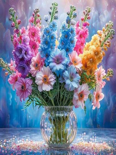 1pc DIY Diamond Painting - Floral, Lavender, Home Decor, Full Drill, 30*40cm/40x50cm