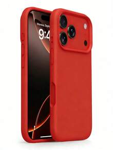 Liquid Silicone 3-Layer Full Coverage Soft Protective Phone Case, Compatible With IPhone 17, 17 Air, 17 Pro, 17 Pro Max, Shock-Absorbing, Scratch-Resistant Microfiber Lining, Also Fits 13, 11, 16 Pro Max, 15, 14 Plus, 12 Mini, XS Max, 7, 8 Plus - Red - View 6