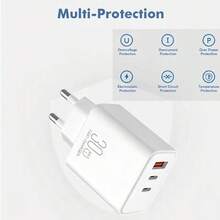 High Power Fast Charging Wall Charger 30W USB 2 Type-C Fast Charging Adapter EU Plug Compatible With IPhone/// Portable Charger Valentine's Day Gift - EU C Type Plug(220-240V) - View 4