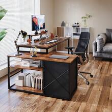 Devoko Home Office Desks - Rust Brown - View 9