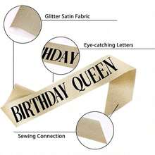 Rhinestones Birthday Party Kit Gold Tiara Crown Birthday Sash Women Happy Birthday Hair Accessories Prom Gifts Decorations - 冠紅 - 查看 7