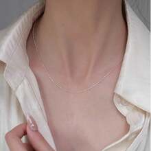 925 Sterling Silver Necklace, Unisex Minimalist Snake Bone Chain Necklace, Collarbone Chain For Men And Women - White - View 6