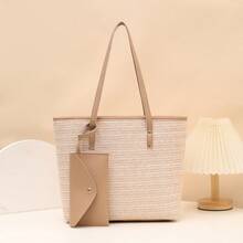 2026 New Casual Woven Tote Bag, Minimalist Large Capacity Handbag, Versatile Shoulder Bag For Women - Multicolor - View 6