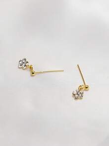 1pc 24G Nose Rings Stud 925 Sterling Silver Piercing Nose Stud Earring Jewelry For Women - Gold - View 3