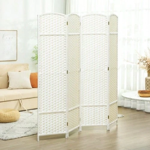 Four-Part Folding Screen, Room Divider For Living Room, Bedroom Or Office, White - 4pcs - View 1