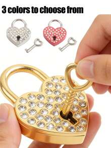 Ổ khóa mini hình trái tim sang trọng, khóa hình trái tim đính kim cương lấp lánh kèm chìa khóa, thích hợp cho hành lý, hộp trang sức, túi xách nữ, ví, có thể dùng với hộp văn phòng phẩm, sổ tay, túi xách, hộp trang sức, túi đựng đồ, phụ kiện trang trí và khóa, món quà hoàn hảo cho gia đình, bạn bè, người yêu vào các dịp lễ, sinh nhật, kỷ niệm, Ngày của Mẹ, Ngày của Cha, đám cưới, tựu trường. - Nhiều màu - Xem 2