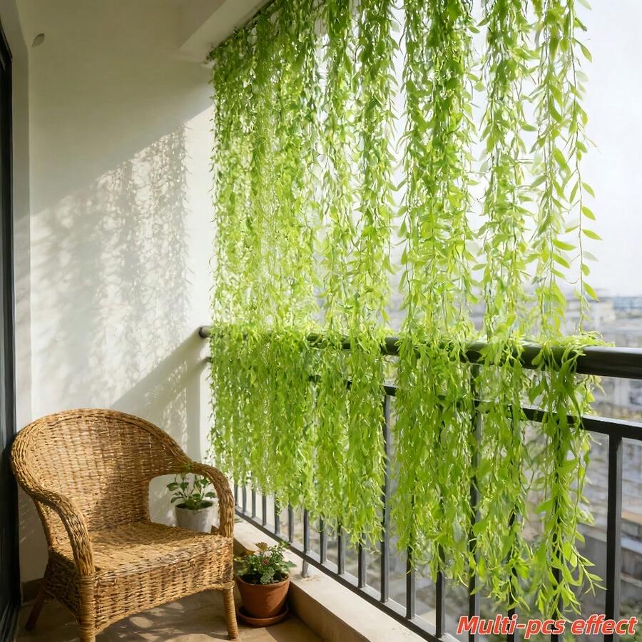 10/20 cành liễu xanh nhân tạo | Rèm cửa mùa xuân/hè không cần bảo dưỡng, dây leo thường xanh thích hợp cho cổng cưới, khách sạn, trang trí trần nhà, giàn leo và tranh tường, màu xanh ngọc lục bảo. - Nhiều màu - Xem 1