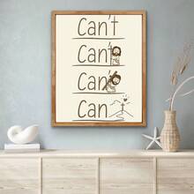 1幅可爱耶稣卡通励志基督教帆布墙画，简约棕色“Can't To Can”耶稣基督教语录长方形帆布印刷品，卧室宿舍美学信仰装饰，帆布，墙面装饰礼物，无框 - 簡單的 - 查看 9