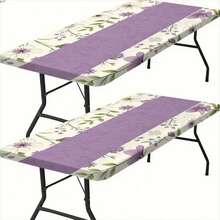 1pc Sunflower Pattern Rectangular Elastic Tablecloth, Waterproof And Easy To Wipe, Elastic And Oil-Resistant Tablecloth Suitable For Indoor And Outdoor Parties, Weddings, Banquets, Festivals, Farmhouses, Home, Kitchen And Dining Room - A - View 7