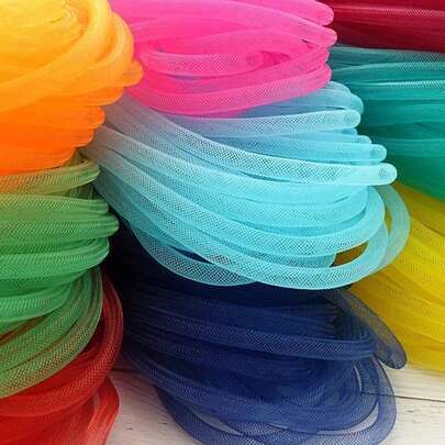 Colorful Elastic Mesh Ribbon - Stretchable Polyester Craft Material Suitable For Sewing, Clothing, Hair Accessories, Decoration And DIY Crafts - Elastic Polyester Mesh Tubing For Art And Apparel - DIY Accessories, Necklaces And Jewelry Components As Well As Clothing Materials