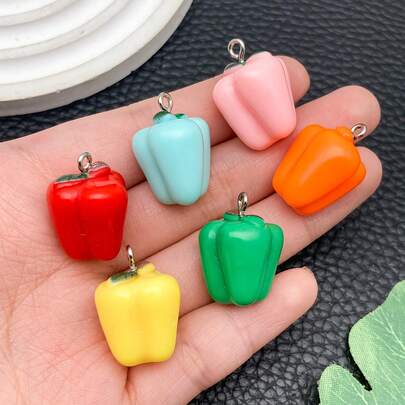 5/10 piezas Grandes chiles de resina 3D - Para estuches de teléfono de pegamento de crema DIY, llaveros, accesorios de bolso, materiales de artesanía de resina, colgante hecho a mano