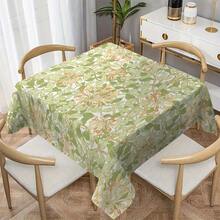 1pc Heavy-Duty Linen Tablecloth - Olive Green & Mustard Yellow Vintage Lily-Of-The-Valley Floral Pattern, Machine- Rectangular Dining Table Cover (51x51\/51x70\/56x83\/56x103 Inch), Garden Parties, Weddings - Beige\/Green\/Lime - Nhiều màu - Xem 5