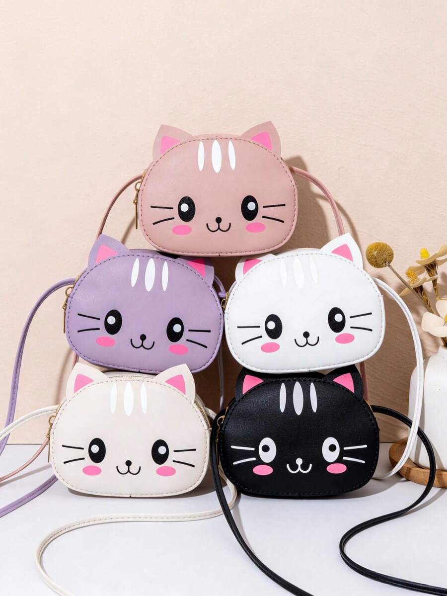 1 chiếc túi đeo chéo mini dễ thương cho bé gái, túi nhỏ in hình mèo đáng yêu, ví đựng tiền xu nhỏ, ví đựng đồ ăn nhẹ, túi đeo chéo du lịch dùng hàng ngày. - M1997 - Xem 1