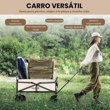 Vicyol S&D Carro Plegable de Playa y Camping. Carrito Todo Terreno con Ruedas, Carreta de Transporte con Bolsa y Mango Ajustable. Carretilla de Mano para Picnic, Jardin, Compras, etc. - Blanco 63x61x39cm - Ver 3