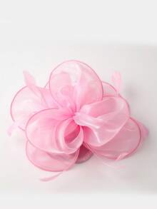 1pc Women's Vintage 20s 30s 50s Style Fascinator Hat, Charming Headpiece With Bow, Floral Veil, Suitable For Wedding, Tea Party,Summer,Beach,Festival,Birthday - Pink - View 4
